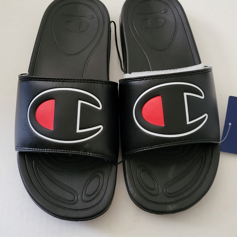 Champion Kids Black and Red Slide Sandals